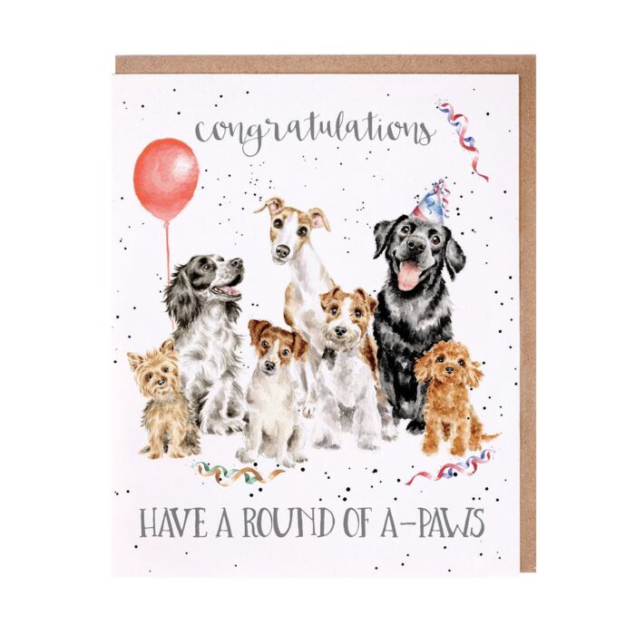 Wrendale Designs 'Round of A-Paws' Dog Congratulations Card